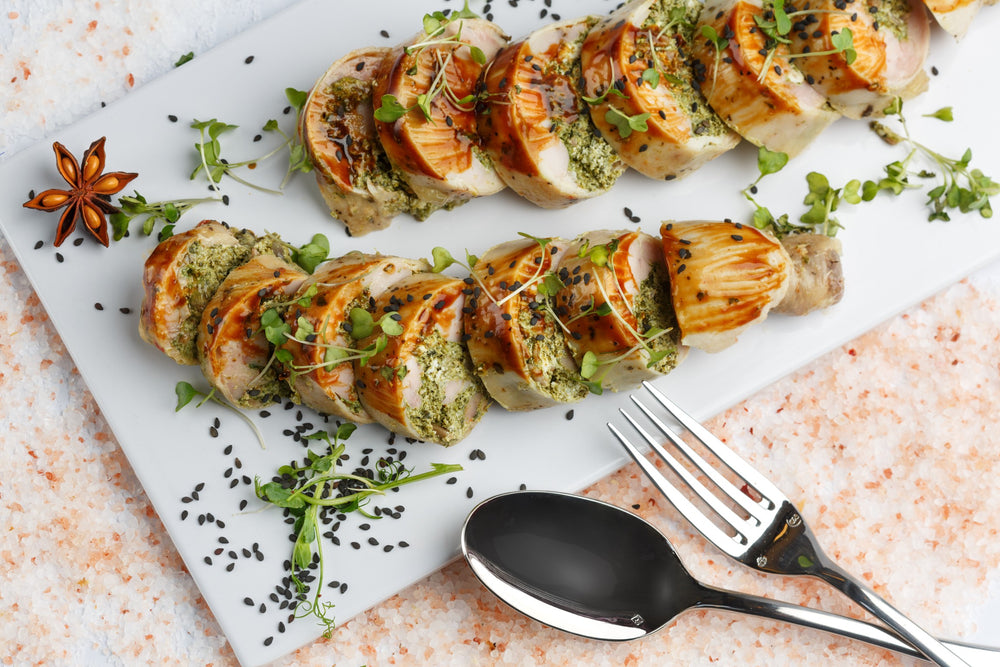 Vištienos šlaunelės įdarytos špinatais ir fetta sūriu